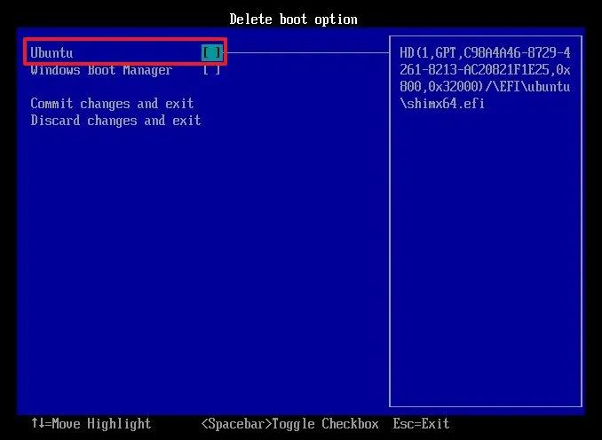 UEFI delete Linux dual-boot entry