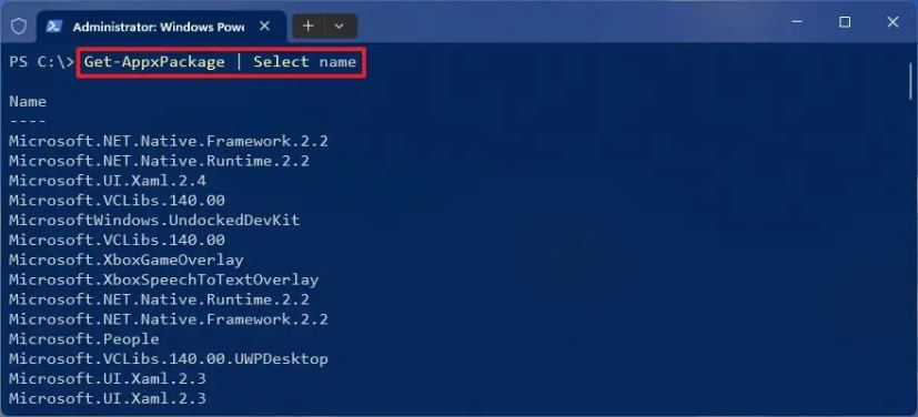 PowerShell installed apps command