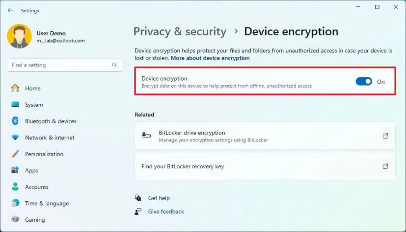 Windows 11 Pro and Home disable Device Encryption