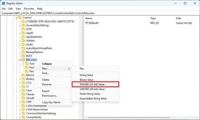 BitLocker create Registry key