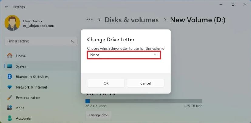 Remove drive letter