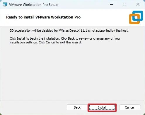 VMware Workstation Pro install