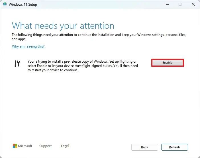 Enable pre-releases of Windows 11