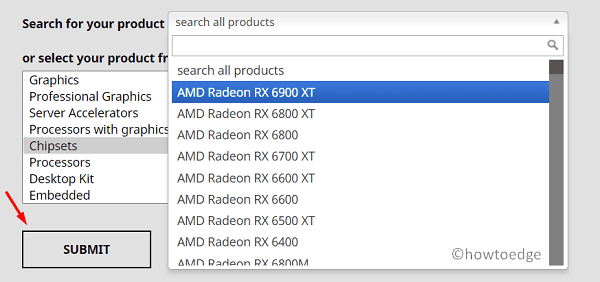 Select your AMD Graphics drivers