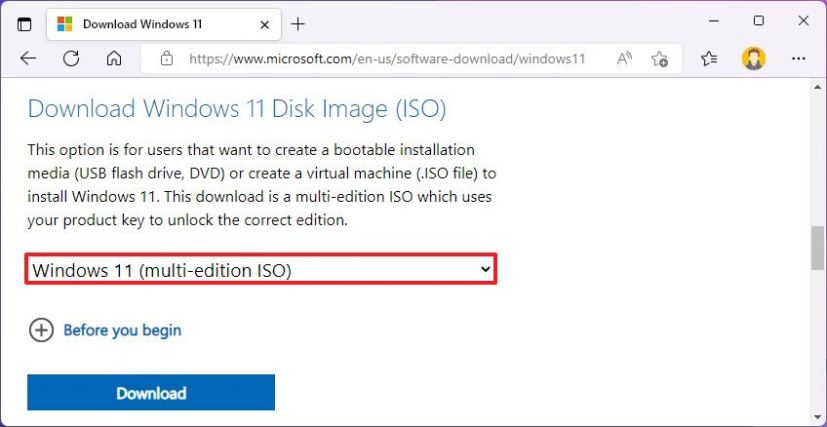 Windows 11 22H2 ISO download option