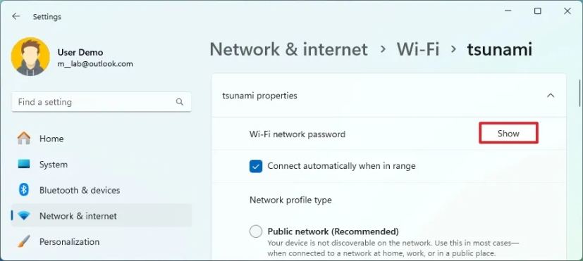 Wi-Fi network password setting